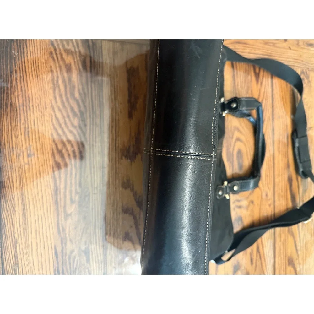Liz Claiborne Messenger Bag Womens Large Black Leather Crossbody Laptop Satchel